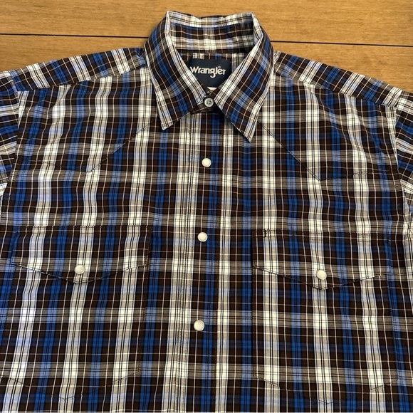 Wrangler Mens Shirt Size Medium Blue Plaid Pearl Snap Button Up Relaxed Western - Picture 7 of 14